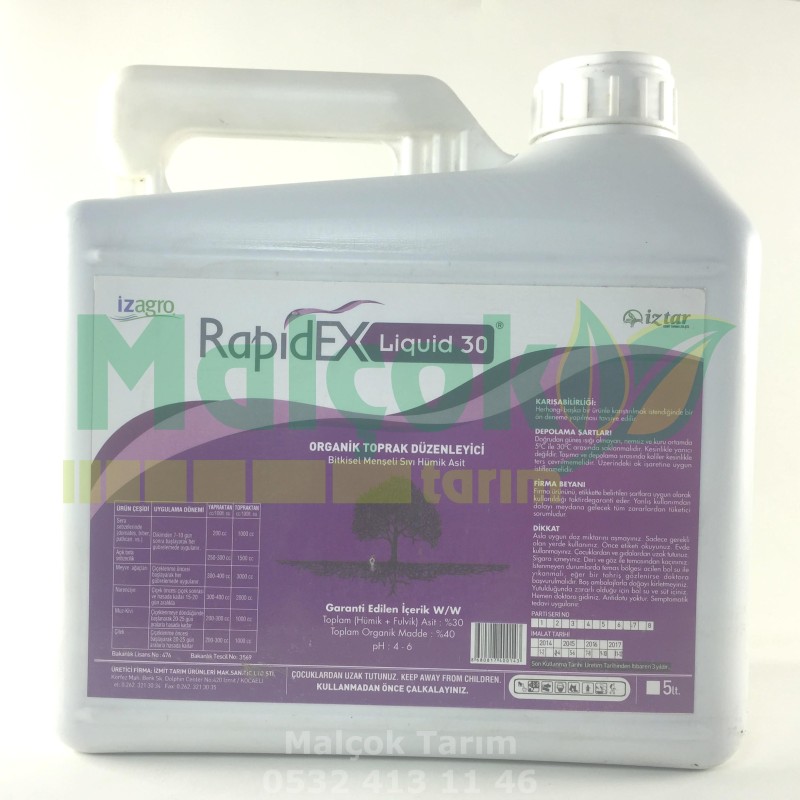 İztar Rapidex Liquid 30 Hümik Fulvik Asitli Sıvı Gübre 5 Litre